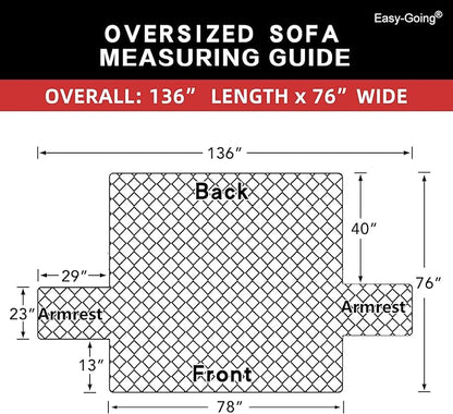 Easy-Going Reversible Oversized Couch Cover for 3 Cushion Couch Sofa Cover for Dogs Water Resistant Furniture Protector Cover with Foam Sticks for Pet (Oversized Sofa, Light Gray/Light Gray)