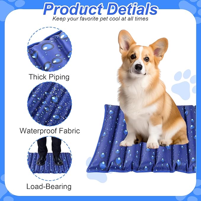 Dog Cooling Mat, 35.4" x 18.9", Cooling Mat for Dogs and Cats, Suitable for All Types of Pets, Durable Cooler Fabric for Better Cool Sensation, Keeping Pets Cool in Summer Heat (Dewdrop)
