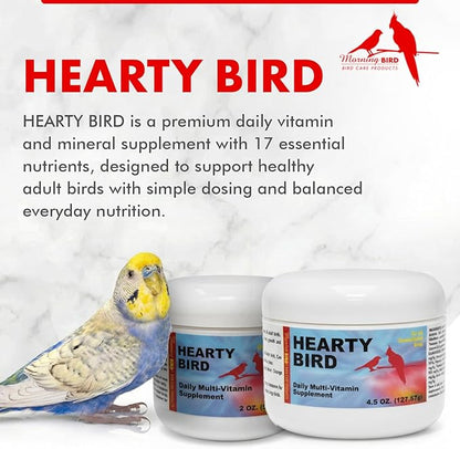 Morning Bird Hearty Bird 4.5 oz – Daily Multivitamin Powder for Birds – Energy Support - Healthy Growth – Nutrient Supplement for All Bird Types