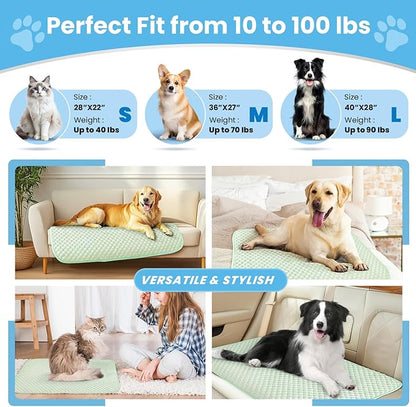 Mora Pets Dog Cooling Mat Instant Pet Cooling Pad for Dogs & Cats, Breathable Washable Summer Cool Mat Non-Slip Bottom Indoor Outdoor, Cold Blanket for Small Pets Floor Crate Use 28'' x 22'' Green