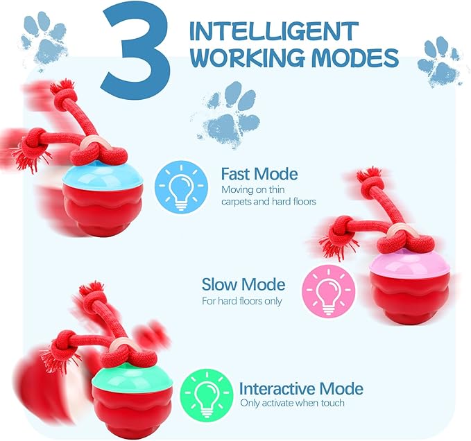 Goosheep 2026 New Interactive Dog Toys, Automatic Moving Dog Ball for Small/Medium/Large Dogs, Interactive Smart Rolling Dogs Toy Ball with Light Up to Keep Them Busy(Red)