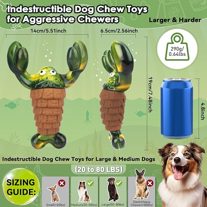 BIKIISEN Squeaky Dog Toys for Aggressive Chewers for Large Dogs, Interactive Dog Chew Toy to Keep Them Busy, Indestructible Squeaky Dog Toys, Tough Toy for Medium/Large Dogs (Green)