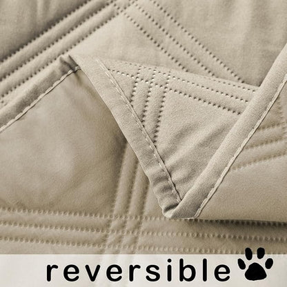 fuguitex Waterproof Dog Blanket Reversible for Small Dogs Resistant Leakproof Washable Couch Cushion Bed Protector Cover for Indoor Furniture Pet Friendly（82"*82",Brown+Khaki+Khaki