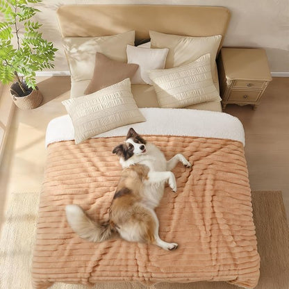Luciphia Waterproof Dog Blanket for Small Puppy Ultra-Soft Calming Cut Pile Flannel Throw Durable & Warm Furniture Protection for Couch Car Pet Cat Blanket Machine Washable Warm Caramel,S(40''x28'')