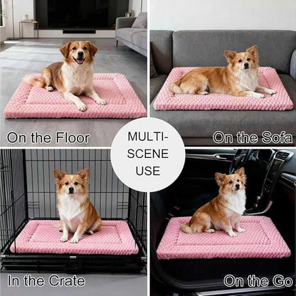 Dog Bed Mat, Reversible Dog Crate Pad - Washable Kennel Mat with Soft Support Foam, Flat Kennel Pad for Dogs & Cats, Double Pet Bed Perfect for Cage (Pink, 30" L x 20" W x 1.5" Th)