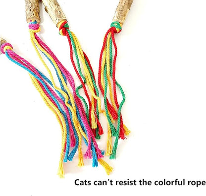 IUHKBH Cat Rope Toy, 2 PCS Colorful Chew Ropes with Silvervine Sticks and Refillable Natural Catnip Bag for Teeth Cleaning Safe Interactive Toy for Indoor Cat Kitten