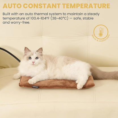 Pet Heating Pad for Cats Dogs Indoor & Sheltered Outdoor Waterproof Heated Cat Bed Heated Dog Bed Chew Resistant Cord Constant Temperature Brown 16 x 13 Inch