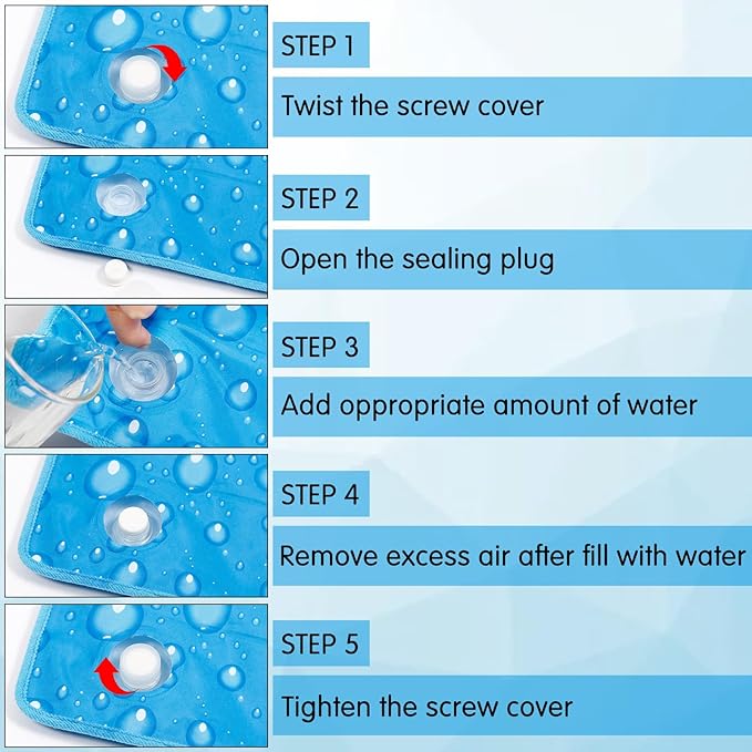 Dog Cooling Mat Water Injection Pet Cool Pads Dogs & Cats Pet Cooling Blanket for Outdoor Car Seats Beds (Blue, 24 * 18IN)