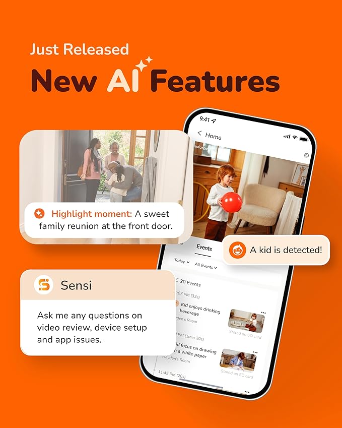 SensForge 2.5K Pan-Tilt Security Camera, 360° Dual-Band WiFi Camera for Home, Free AI Human & Pet Detection, 2-Day Cloud + 64GB SD Storage, Two-Way Talk, Optional AI + Storage Upgrade (2, White)