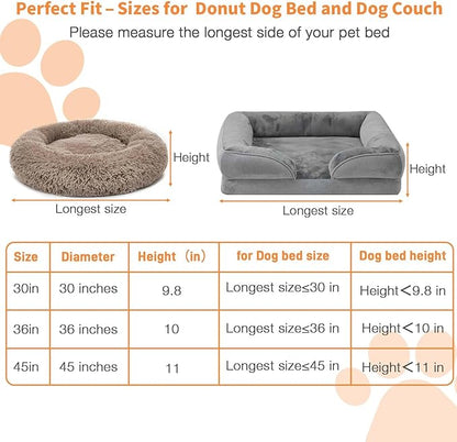 Dog Bed Covers Replacement Washable Waterproof Round Bed Protector for Donut Bed & Dog Couch, Gray 45 Inch