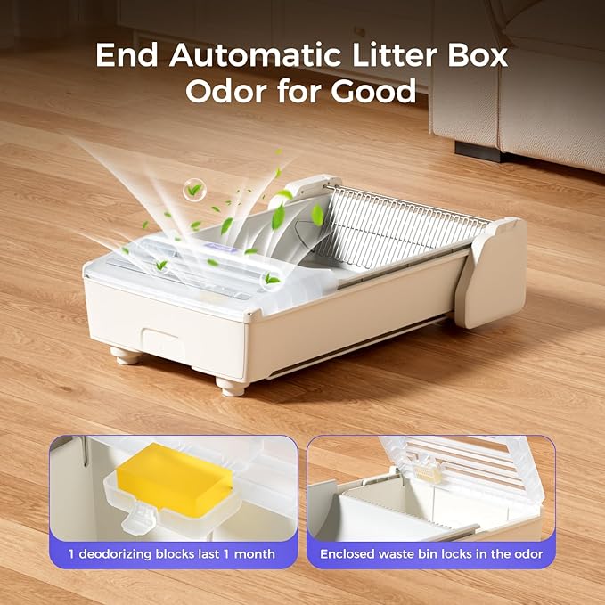 Self Cleaning Litter Box, 2026 Upgraded Open-Top Automatic Cat Litter Box for Multiple Cats, Weight Sensors Safety Protection/App Control/Odor Control/Easy Clean (White)