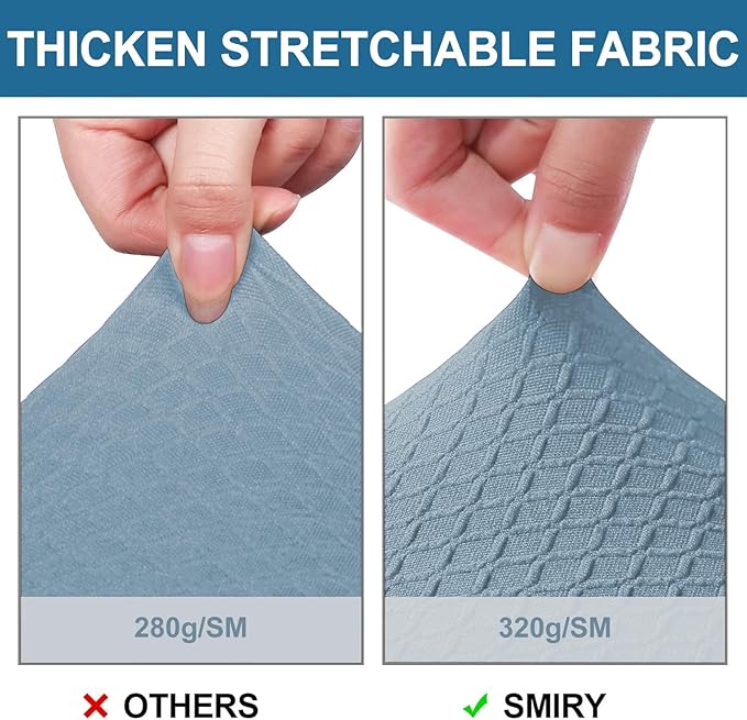 Smiry Waterproof Seat Covers for Dining Room Chairs Set of 2, Stretch Jacquard Removable Washable Chair Seat Slipcovers Protector, No Rear Covers, Airy Blue