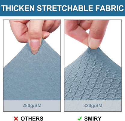 Smiry Waterproof Seat Covers for Dining Room Chairs Set of 2, Stretch Jacquard Removable Washable Chair Seat Slipcovers Protector, No Rear Covers, Airy Blue