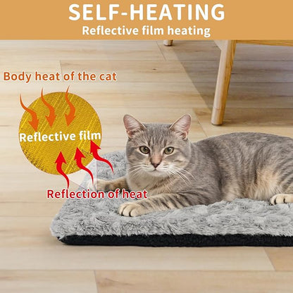 NAMOTEK Self-Warming Cat Bed Indoor/Outdoor Super Soft Self Heating Pet Mat Washable Thermal Pad for Cat & Dog 29x19.6 inch