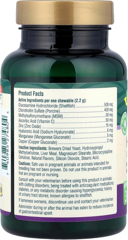 Petnc Level-3 Hip & Joint Health Supplement for Adult Dogs (45 Count), 500mg Glucosamine, 400mg Chondroitin, 50mg MSM, & 6mg Hyaluronic Acid, Includes Vitamin C & Manganese, Liver Flavor