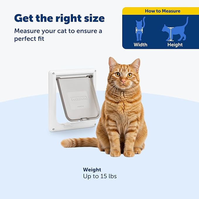 PetSafe Interior 2-Way Locking Cat Door - Allows Convenient Movement Between Rooms & Minimizes Scratching - Tinted Durable Plastic Privacy Door for Feeder & Litter Box