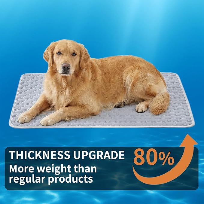 HAOMAIJIA Pet Cooling Mat for Dogs Thick Soft Washable Dog Cooling Mat Indoor Upgrade Waterproof Non-Slip Self Cooling Pad for Dog and Cat (Grey, 26'' x 36'' Large)