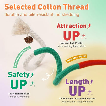 TEAWOO 6 PCS XL Cat Toys Chew Ropes, 27.56 Inches Cat Chew Rope Toy for Teeth Cleaning, Safe Catnip Toys for Cats Rope Chew Toy (6 Bags of Catnip Included)