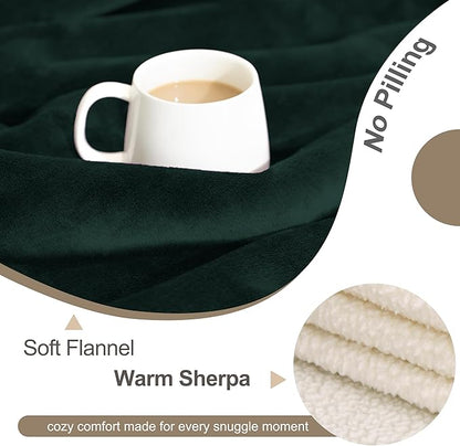 gogobunny Waterproof Bed Blanket, Reversible Sherpa Fleece Throw Blanket for Dog Puppy Cat, Furniture Cover Protects Bed Couch Sofa from Liquid Pee and Pet Fur (Forest Green, 30x70 inches)