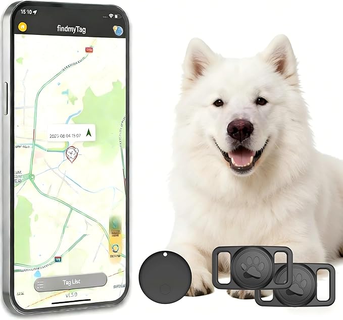Pet Tracker,GPS Collar for Dogs (Android Only) Smart tag,Waterproof Compatible with Google Find My,No Monthly Fee,Tracking Solution Smart Collar for Pet Safety Ideal Small Large Dogs[1trackr+2case]