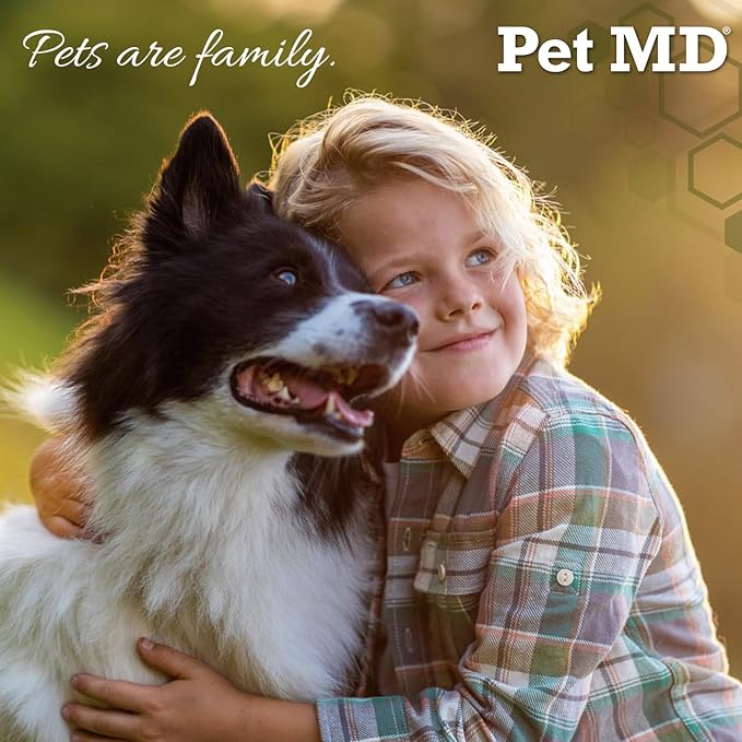 Pet MD Salmon Omega Bites for Dogs - Skin and Coat Supplement with Omega 3 & 6 for Dogs Plus DHA & EPA - Promotes Allergy & Dry Skin Relief - 60ct