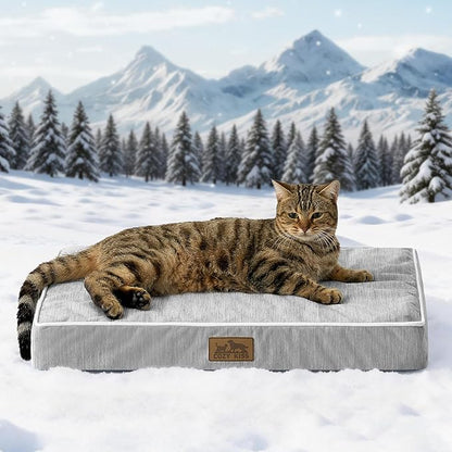 COZY KISS Cooling Dog Bed for Crate, Waterproof Dog Crate Mat with Removable Washable Cover, Orthopedic Egg Crate Foam Support, Small Dog Bed 24x16x3 Inch,Silver Grey
