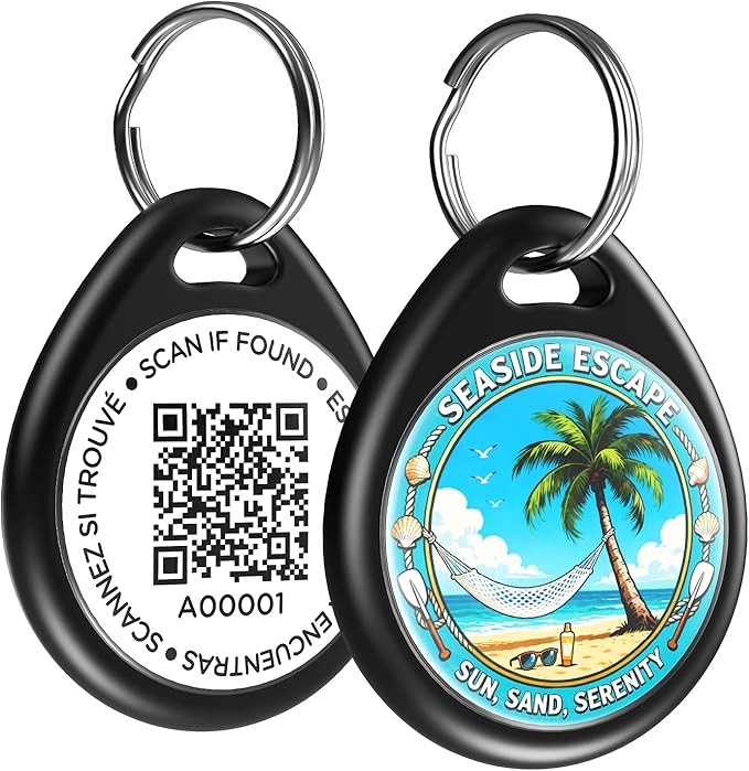 Dog Tags Personalized for Pets, Hawaii QR Code Dog Name Tags for Pet Collar, Online Profile, Scan Location Alerts, (Black Hawaii)