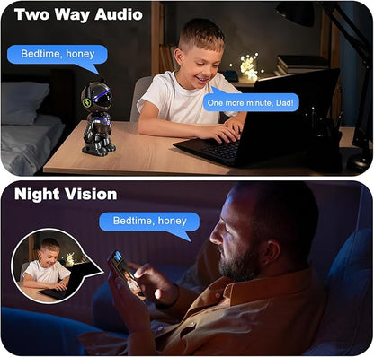 Gyliziex Cameras for Home Security Indoor Robot, 2K 2.4&5Ghz Indoor Camera WiFi Wireless Pet/Nanny/Dog Camera Phone App, Human Detection Color Night Vision, 2 Way Talk