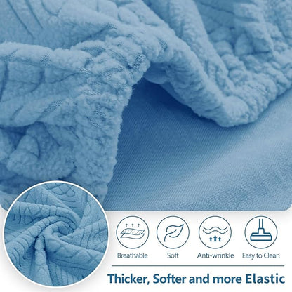 hyha Individual Couch Cushion Covers, Stretch Magic Sofa Seat Cushion Covers Washable, Dog Couch Sofa Slipcover for Pets, Kid with Elastic Bottom(Medium, Blue)