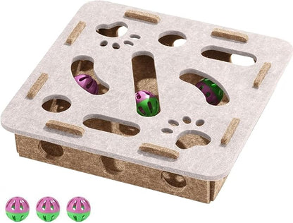 Cat Scratch Puzzle Enrichment Box, Kitten Nail File Scratcher, Interactive Cat Nail File Enrichment Box, Mental Felt Maze Box Stress Free Alternative to Clippers And Grinders (Camel, No Install)