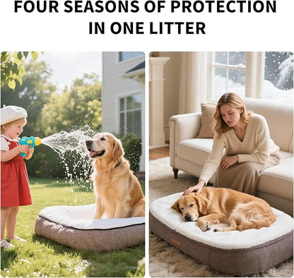 Ultra-Luxury Dog Bed, Comes with Two Kinds of Removable Cushions, Warm in Winter and Cool in Summer, Wear-Resistant and Tear-Resistant Supportive Pet Sofa with Non-Slip Bottom, 43inch