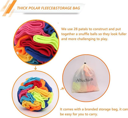 Ablechien Snuffle Ball - Snuffle Ball for Dogs, Interactive Dog Toys to Keep Them Busy, Puppy Dog Puzzle Toy with Storage Bag Machine Washable