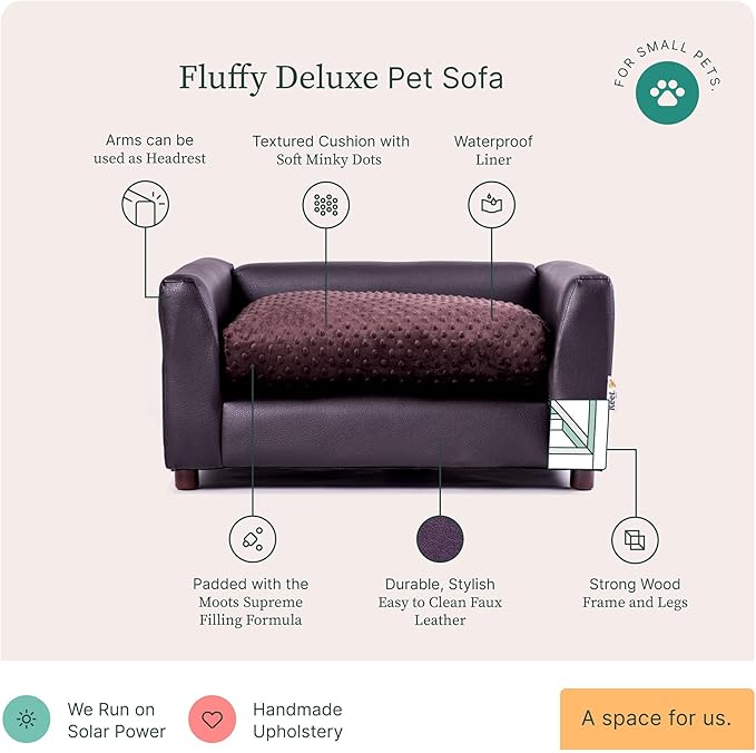 Keet Fluffy Deluxe Pet Bed Sofa Chocolate Small