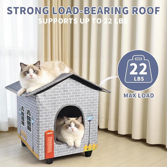 NAMOTEK Elevated Heated Cat Houses for Indoor/Outdoor Cats with Heated Cat Bed Waterproof， Insulated Providing Safe Feral Cats, Easy to Assemble Small(15" x 13" x18)