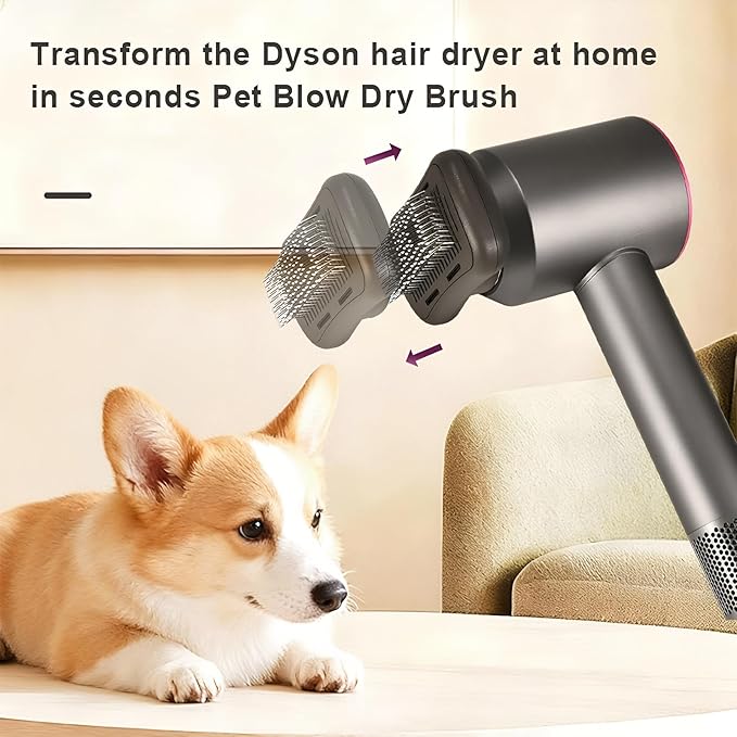 Pet hair blowing comb-Skin Friendly Grooming Tool for Dogs, Cats, and Puppies, Deshedding and Hair Removal for Long and Short Haired Pets (Beige+Dark Grey)