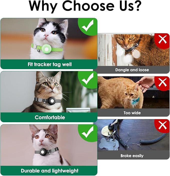 Pet Tracker for Cats, Works with Any Collar, Pet Tracker Compatible with Apple Find My App (Only iOS), No Monthly Fee, Light Green
