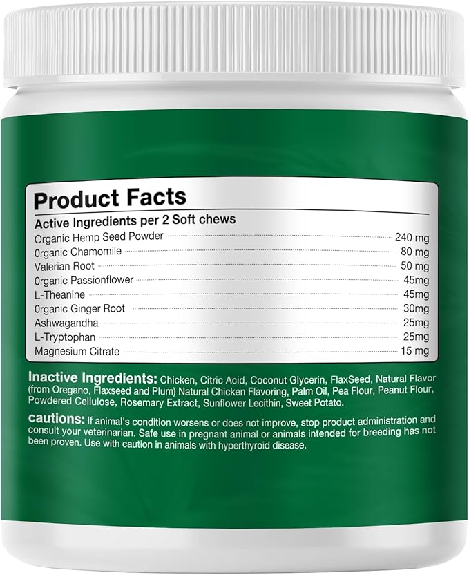 Calming Chews for Dogs, Dog Calming Chews - Anxiety Relief Treats - Dog Supplements Helps with Separation, Barking, Stress Relief, Composure, Promote Relaxation - Natural Ingredients