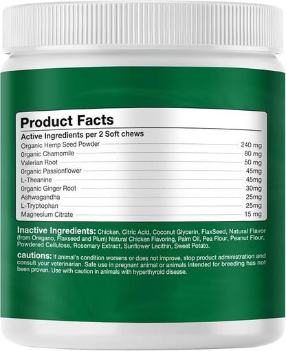 Calming Chews for Dogs, Dog Calming Chews - Anxiety Relief Treats - Dog Supplements Helps with Separation, Barking, Stress Relief, Composure, Promote Relaxation - Natural Ingredients
