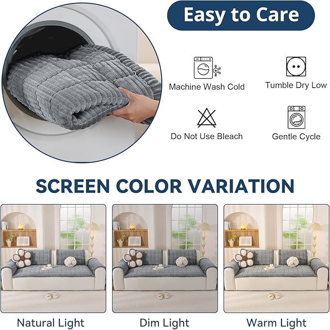 OstepDecor Washable Couch Cover for Dogs, Thick Pet Friendly Sofa Covers, Soft Couch Protector, Paw Cart Sofa Slipcovers, Cushion Protector for Leather, Sectional, Loveseat (35.4" x 47.2", Blue Grey)