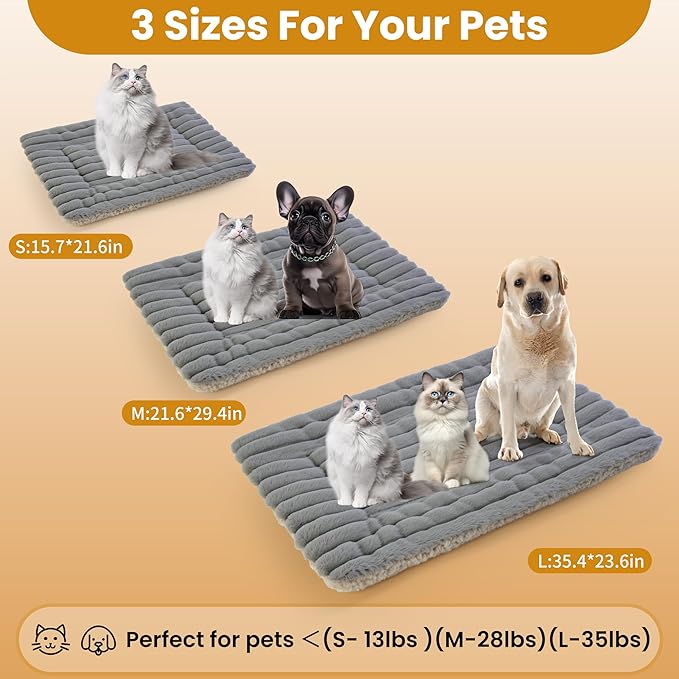 Self Warming Cat Bed, 30x22 Inch Reversible Two-Sided Use Self Heating Mat for Cats and Dogs, Washable Pets Crate Pad for Indoor & Outdoor Use, Non-Slip & Cozy Flannel Base