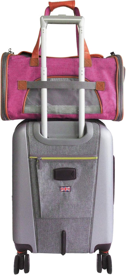 Mr. Peanut's Airline Approved Soft Sided Pet Carrier, Low Profile Gold Series Tote, Premium Brand Self Locking Zippers, Under Seat Compatibility, Plush Faux Fleece Bedding with a Sturdy Plywood Base