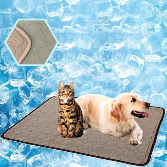 2026 Upgraded Washable Dog Cooling Mat Ice Silk Cooling Mat for Dogs Pet Self Cooling Pad Blanket Dog Cooling Pad (Q-Max>0.4) for Indoor & Outdoor Car Seats (Coffee, 40x28 in)