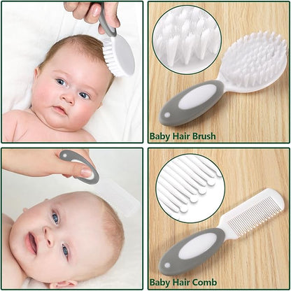 Baby Healthcare and Grooming Kit for Newborn Kids, 31PCS Upgraded Safety Baby Care Kit, Newborn Nursery Health Care Set, Baby Care Products （Grey White)