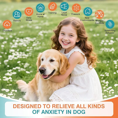 Dog Calming Pheromones Diffuser to Calm Pet 7 In 1 Advanced Kit Appeasing Pheromone Diffuser for Anxiety Relief (3 Plug in+4 Pack 48ml Refill) Reduce Aggression Fighting Barking Stress (Tasteless)