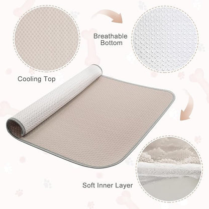 Buvlnee Summer Dog Cooling Mat Washable Ice Silk Self Cool Pad for Small Medium Large Dogs and Cats, Pet Sleeping Pad for Crate, Bed, Indoor & Outdoor Floor, Car Seats