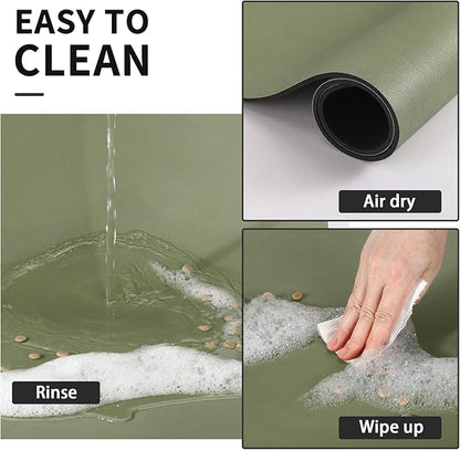 HotLive Dog Food Mat - Absorbent Cat Mat for Food and Water, No Stains Pet Feeding Bowl Mat, Easy to Clean Pet Placemats, Quick Dry Dog Water Dispenser Mat for Messy Drinkers | Green 16"x 24"