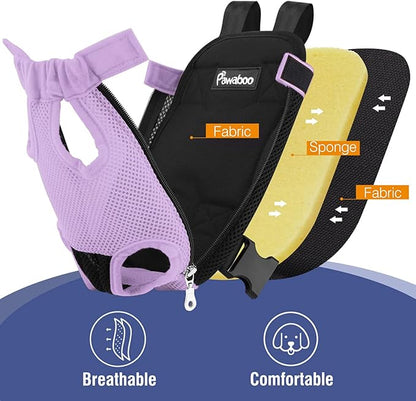 Pawaboo Pet Carrier Backpack, Adjustable Pet Front Cat Dog Carrier Backpack Travel Bag, Legs Out, Easy-Fit for Traveling Hiking Camping for Small Medium Dogs 5-8lbs, Medium Size, Purple