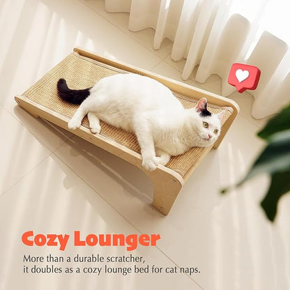 PETKARAY L Shape Cat Scratcher, Sisal Kitty Scratching Ramp, Vertical Scratch Pad for Indoor Cats, 25.2" Furniture Protector with Catnip, Festive Edition
