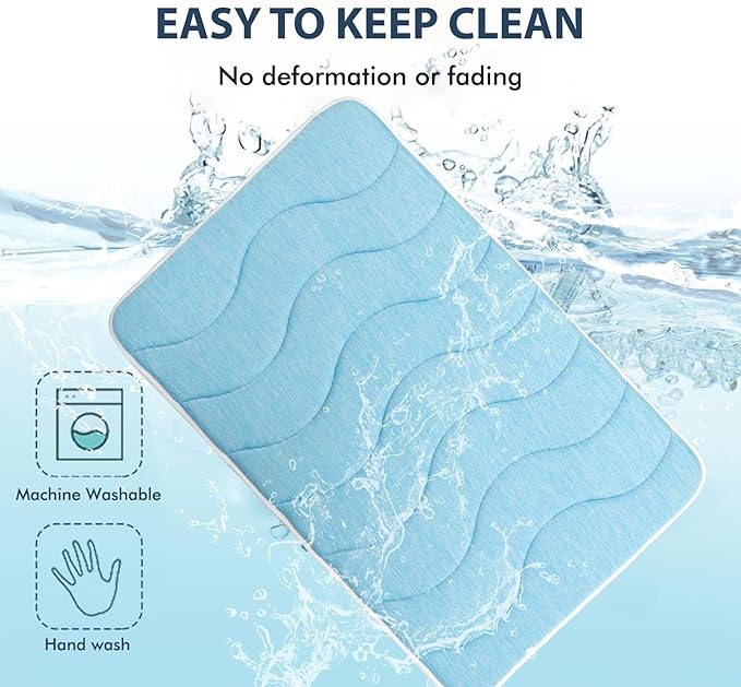 MICROCOSMOS 0.8" Thick Cooling Dog Foam Pad & Summer Pet Sleeping Mat, Machine Washable, Materials Safe, Portable Flat Pet Bed for Dogs.(Sky Blue, 42" x 28")