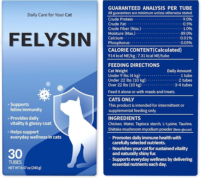Doctor By FELYSIN L-Lysine for Cats Lickable Immune Support Supplement Allergy Relief, Sneezing, Runny Nose, Cold, Watery Eyes Respiratory Health with Beta-Glucan & Taurine – 30 Individually Packaged